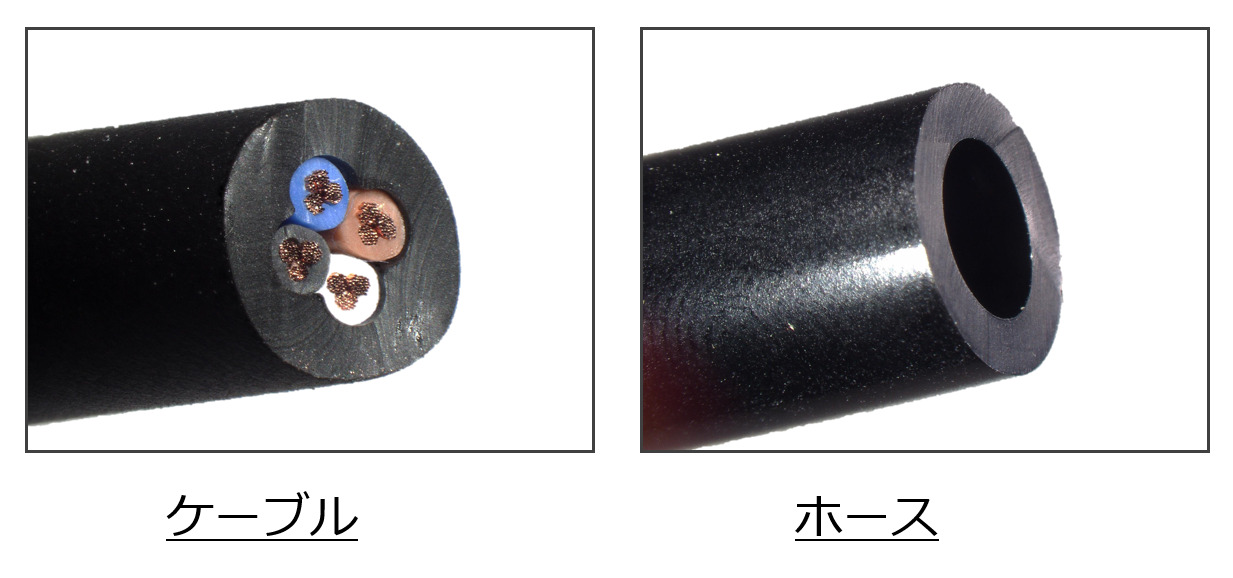 ケーブルとホース